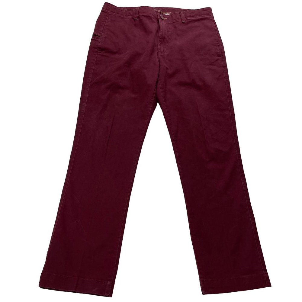 ROWM Men's Maroon Casual Flat Front Pants Trousers Size 34x28
